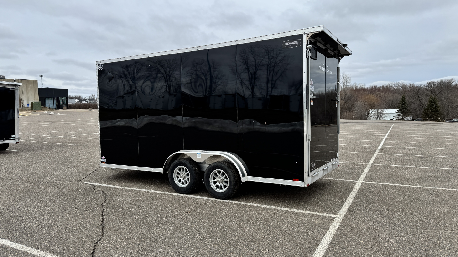 New Lightning 7.5x16 Aluminum Enclosed Trailer - Rear ramp door!