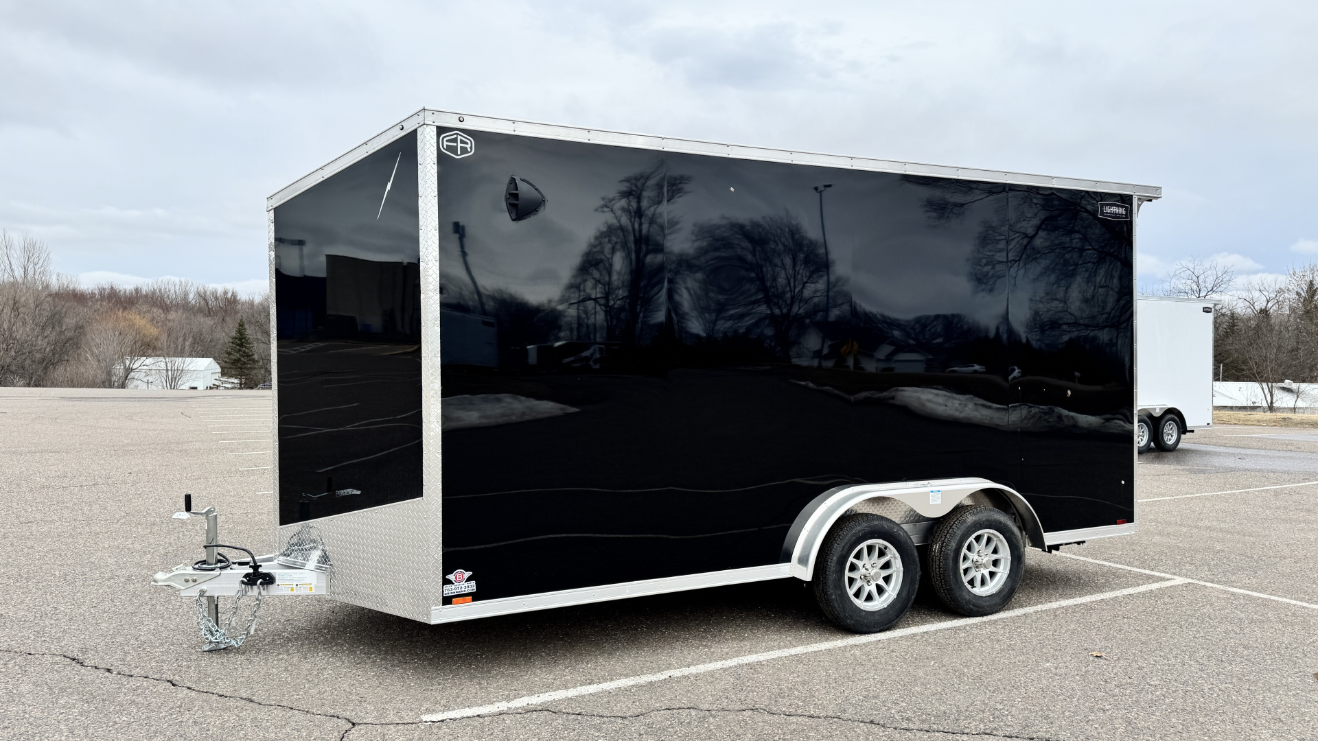 New Lightning 7.5x16 Aluminum Enclosed Trailer - Rear ramp door!