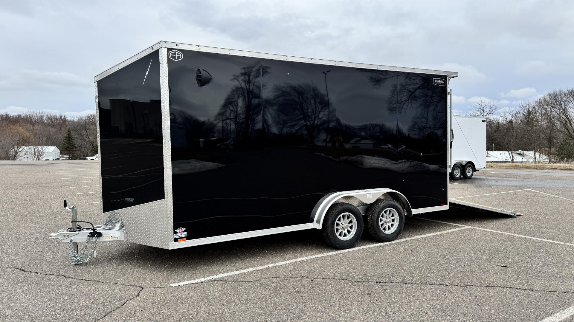 New Lightning 7.5x16 Aluminum Enclosed Trailer - Rear ramp door!