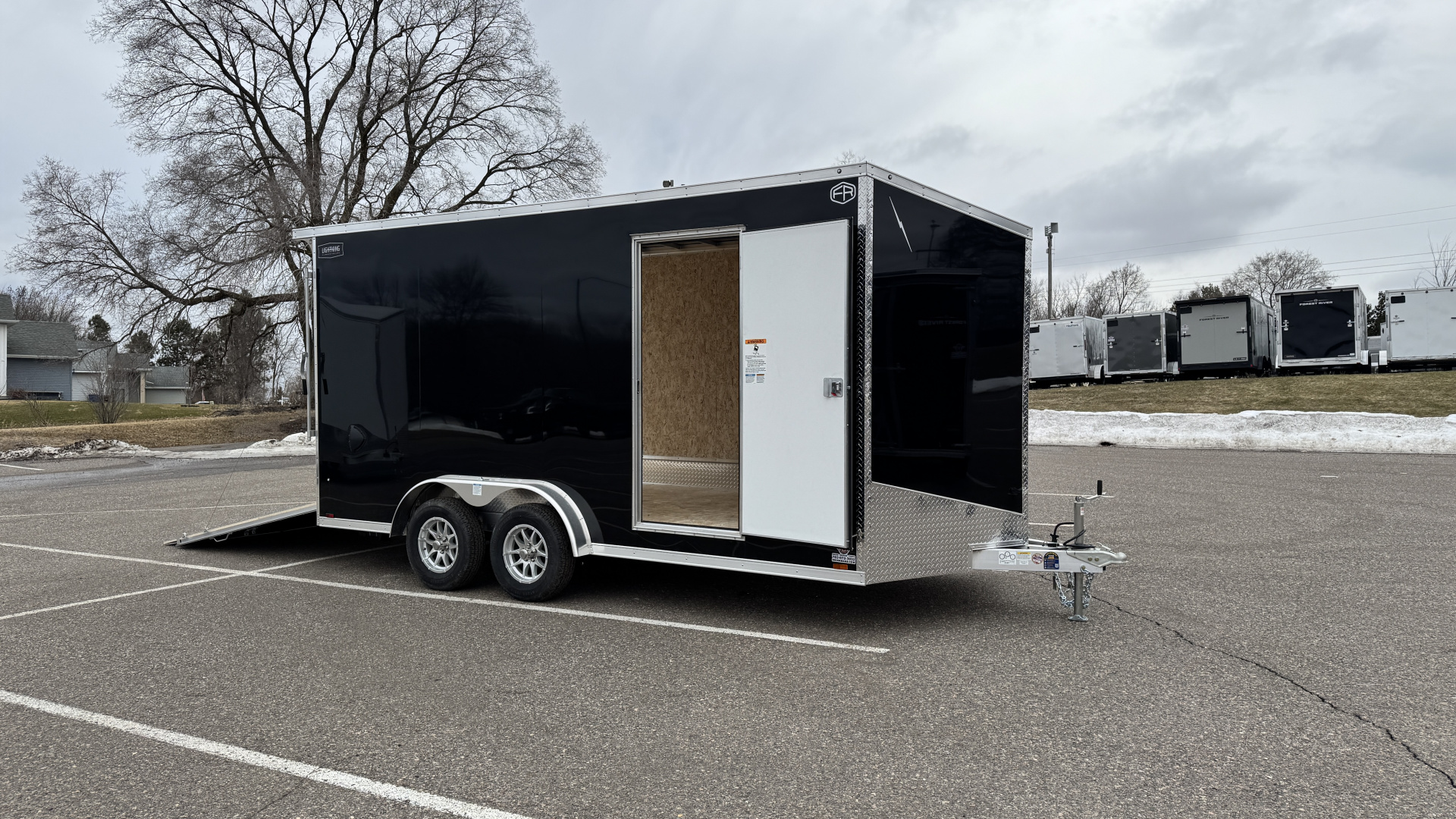 New Lightning 7.5x16 Aluminum Enclosed Trailer - Rear ramp door!