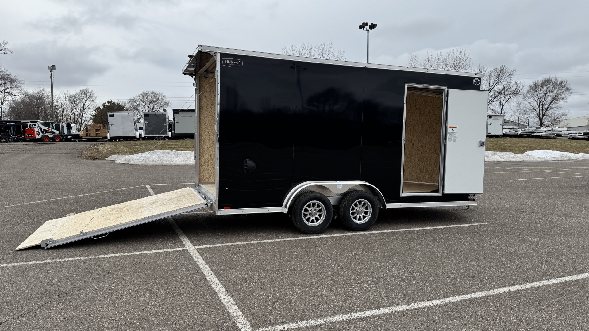 New Lightning 7.5x16 Aluminum Enclosed Trailer - Rear ramp door!