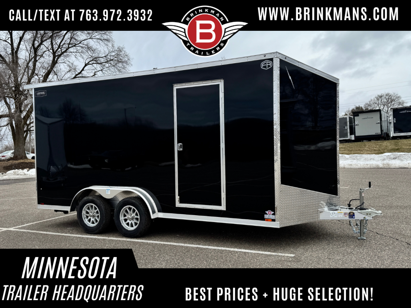 New Lightning 7.5x16 Aluminum Enclosed Trailer - Rear ramp door!