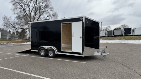 New Lightning 7.5x16 Aluminum Enclosed Trailer - Rear ramp door!