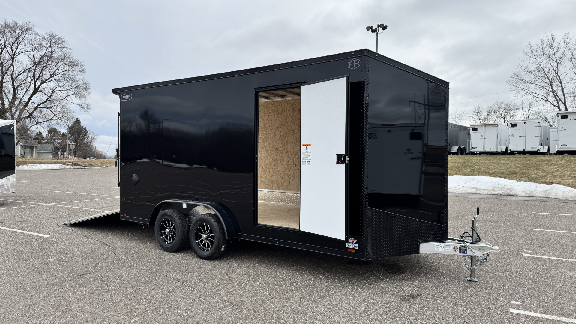 New Lightning 7.5x16 Aluminum Enclosed Trailer - Rear ramp door & Blackout Package!
