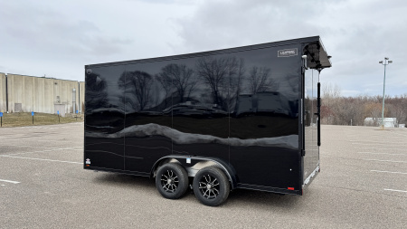 New Lightning 7.5x16 Aluminum Enclosed Trailer - Rear ramp door & Blackout Package!