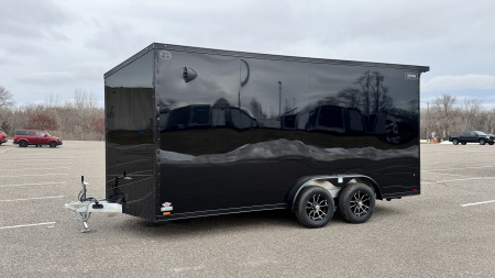 New Lightning 7.5x16 Aluminum Enclosed Trailer - Rear ramp door & Blackout Package!