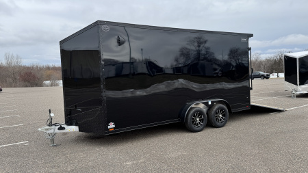 New Lightning 7.5x16 Aluminum Enclosed Trailer - Rear ramp door & Blackout Package!
