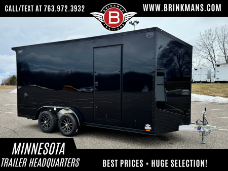 New Lightning 7.5x16 Aluminum Enclosed Trailer - Rear ramp door & Blackout Package!