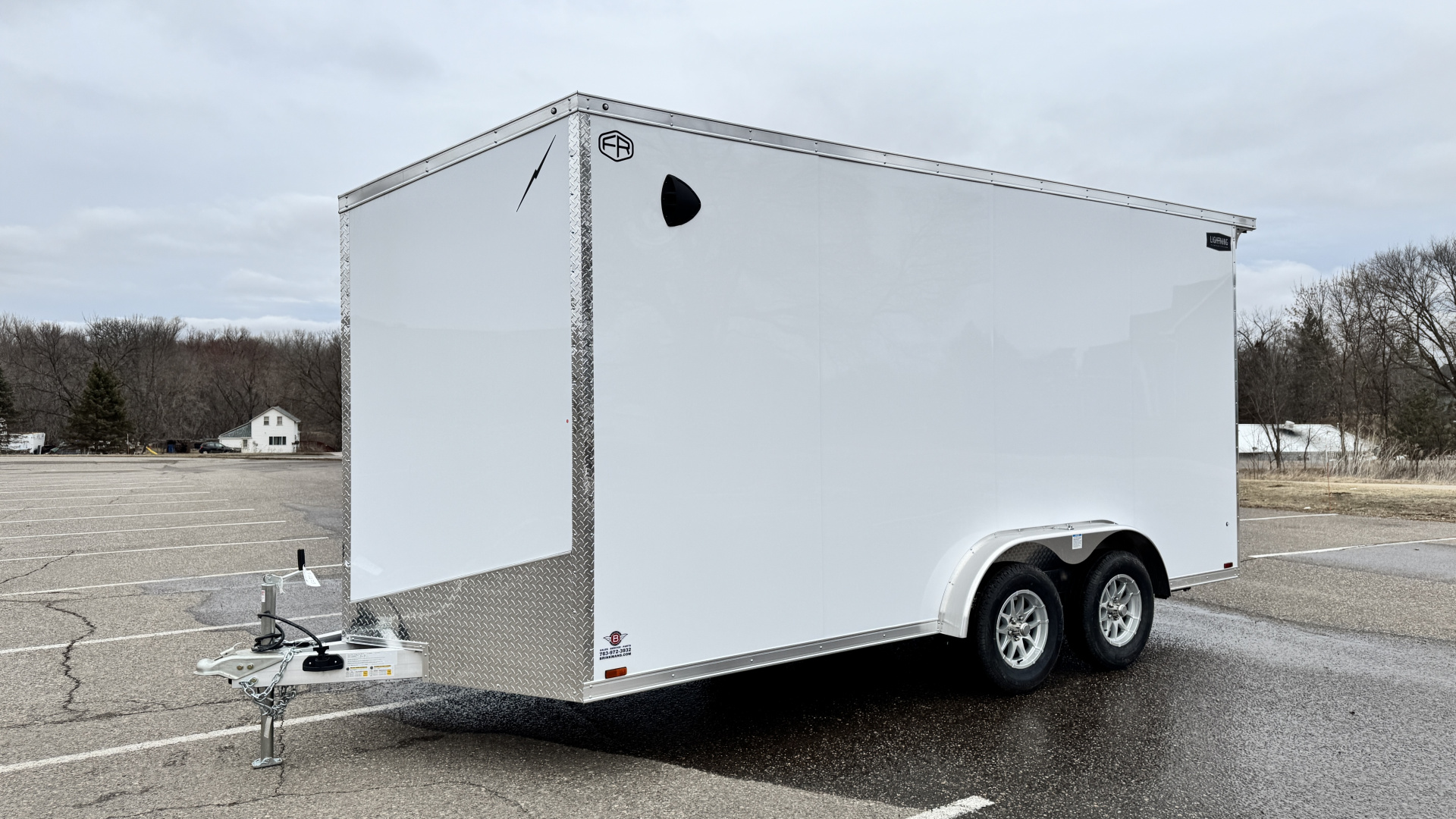 New Lightning 7.5x16 Aluminum Enclosed Trailer - Rear ramp door!