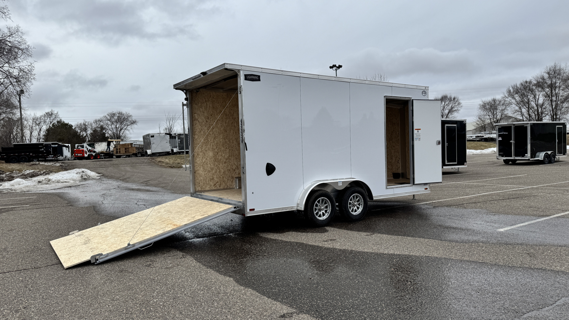 New Lightning 7.5x16 Aluminum Enclosed Trailer - Rear ramp door!