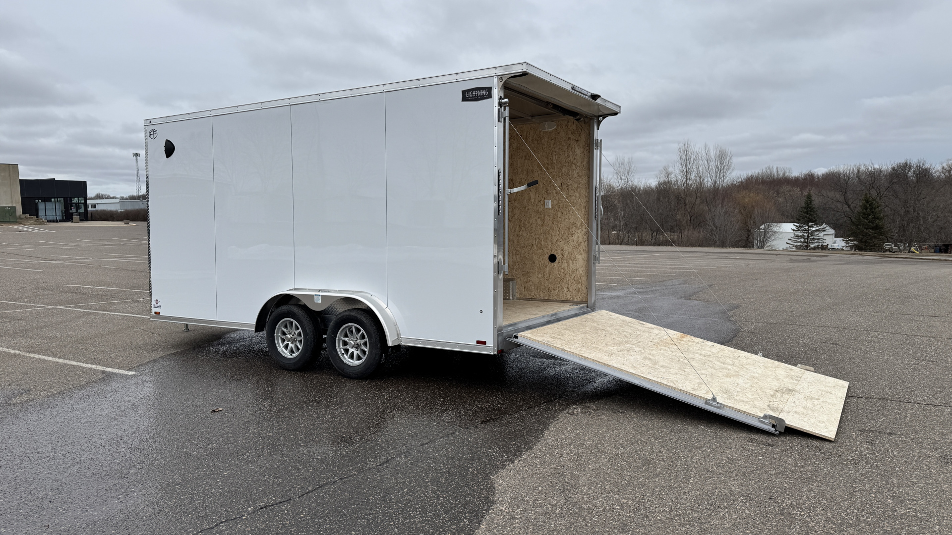 New Lightning 7.5x16 Aluminum Enclosed Trailer - Rear ramp door!
