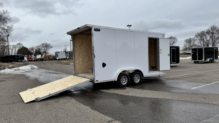 New Lightning 7.5x16 Aluminum Enclosed Trailer - Rear ramp door!