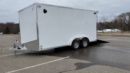 New Lightning 7.5x16 Aluminum Enclosed Trailer - Rear ramp door!