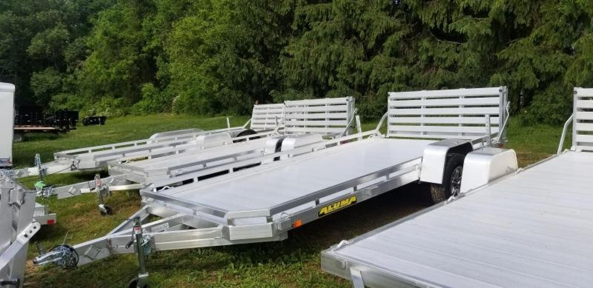 New 6' 6" x 14' ALUMA 7814BT Single Axle Utility Trailer, 3k GVWR **w/ Bi-Fold Rear Gate