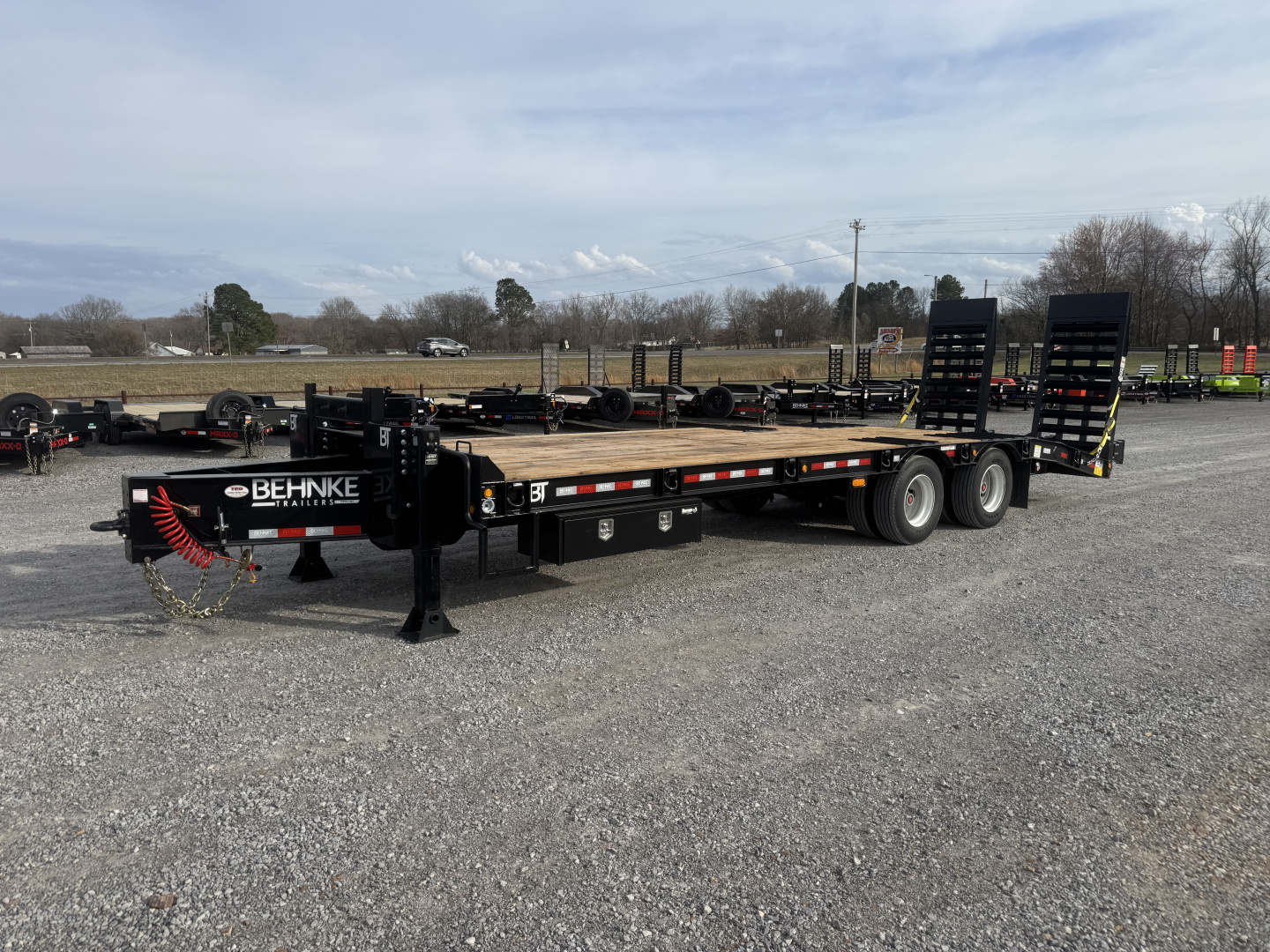 New 2026 Behnke 102"x27' 20 TON Pintle Hitch Tag Trailer *AIR RAMPS*