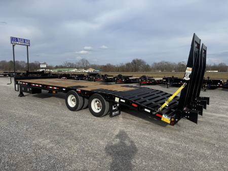 New 2026 Behnke 102"x27' 20 TON Pintle Hitch Tag Trailer *AIR RAMPS*