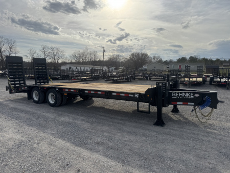 New 2026 Behnke 102"x27' 20 TON Pintle Hitch Tag Trailer *AIR RAMPS*