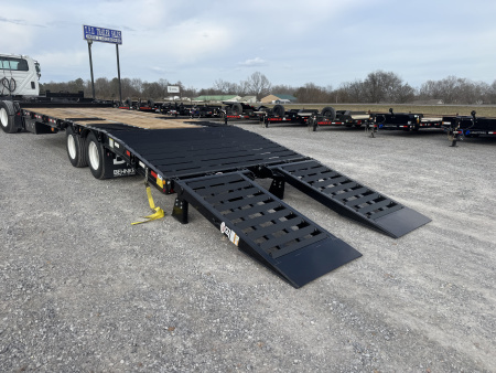 New 2026 Behnke 102"x27' 20 TON Pintle Hitch Tag Trailer *AIR RAMPS*