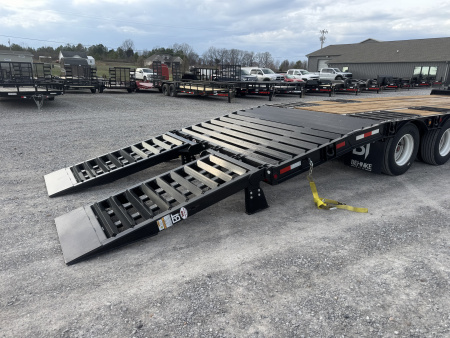 New 2026 Behnke 102"x27' 20 TON Pintle Hitch Tag Trailer *AIR RAMPS*