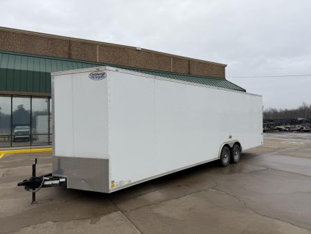 Used #084115 USED 2022 FOREST RIVER TA3 8.5 X 28 TANDEM AXLE 10K ENCLOSED W/ REAR RAMP DOOR