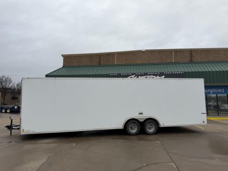 Used #084115 USED 2022 FOREST RIVER TA3 8.5 X 28 TANDEM AXLE 10K ENCLOSED W/ REAR RAMP DOOR