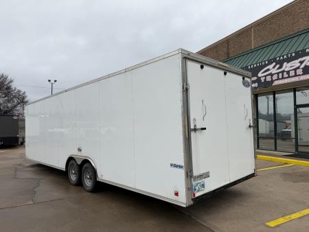 Used #084115 USED 2022 FOREST RIVER TA3 8.5 X 28 TANDEM AXLE 10K ENCLOSED W/ REAR RAMP DOOR