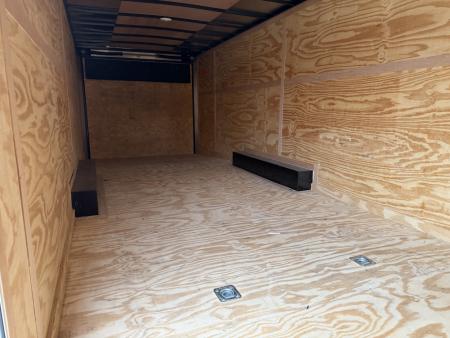 Used #084115 USED 2022 FOREST RIVER TA3 8.5 X 28 TANDEM AXLE 10K ENCLOSED W/ REAR RAMP DOOR