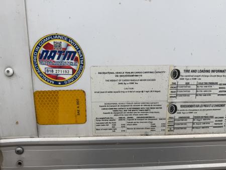 Used #084115 USED 2022 FOREST RIVER TA3 8.5 X 28 TANDEM AXLE 10K ENCLOSED W/ REAR RAMP DOOR