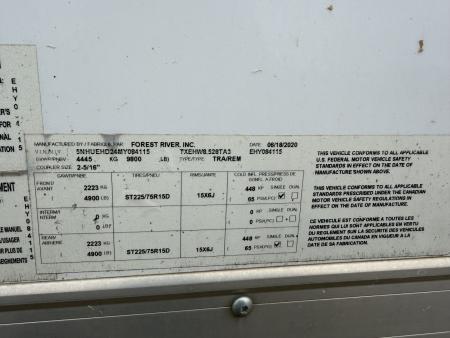 Used #084115 USED 2022 FOREST RIVER TA3 8.5 X 28 TANDEM AXLE 10K ENCLOSED W/ REAR RAMP DOOR