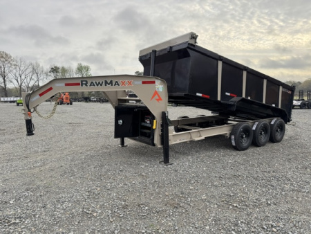 New 2026 RawMaxx 83X16 LPX TRIPLE AXLE Dump Trailer W/ 44'' SIDES,HYDRAILIC JACKS, 14 PLY TIRES, RAMPS, TARP, SPREAD GATE