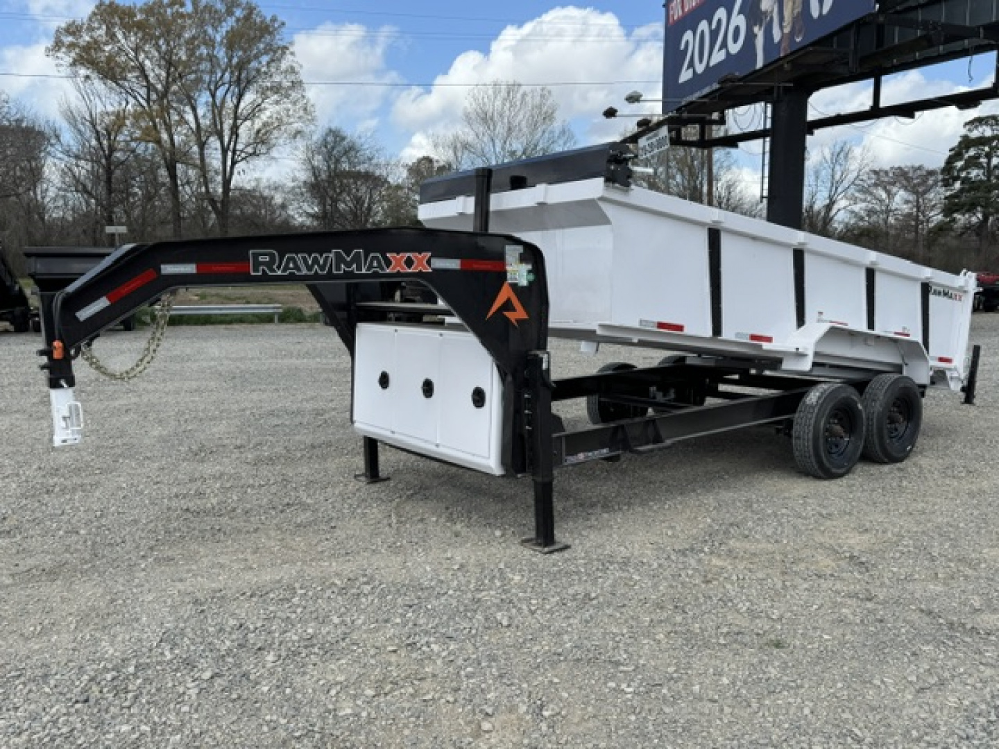 New 2026 RawMaxx 83X16 LPX 8K AXLES Dump Trailer W/ 36'' SIDES, HYDRAULIC JACKS, TARP, RAMPS, SPREAD GATE, 14PLY TIRES