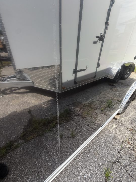 New 2026 Stealth 8.5 x 18 Enclosed Car Hauler with Ramp 7K GVW with 7ft interior DAMAGED !!!