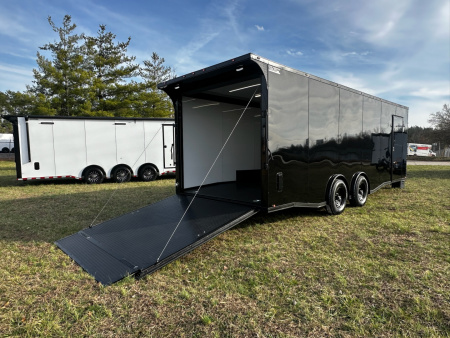 New Scratch Sale 2026 Luxe 8.5x24 Racing Trailer- Finished Interior- 5200 Tandem Axle -Black Poly-Blackout