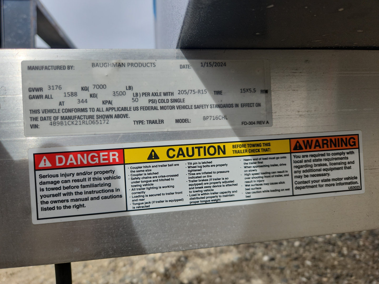Used 2024 Baughman 7X16 BP FLATBED Flatbed Trailer