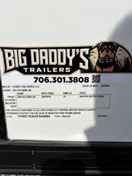 Used 2025 18' PowerLine Race Trailer, Finished Race Interior, Air Condition, 10K GVWR, Spread Axles