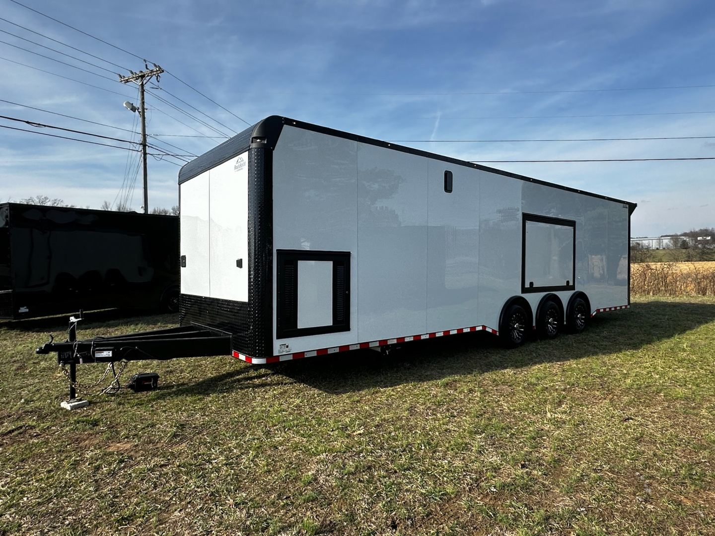 New 2026 Rock Solid Cargo 8.5x32 Bathroom/Race Trailer- Finished Interior-FLAT FRONT-7000LB Triple Torsion - 4X6 Escape Door - 25ft Awning