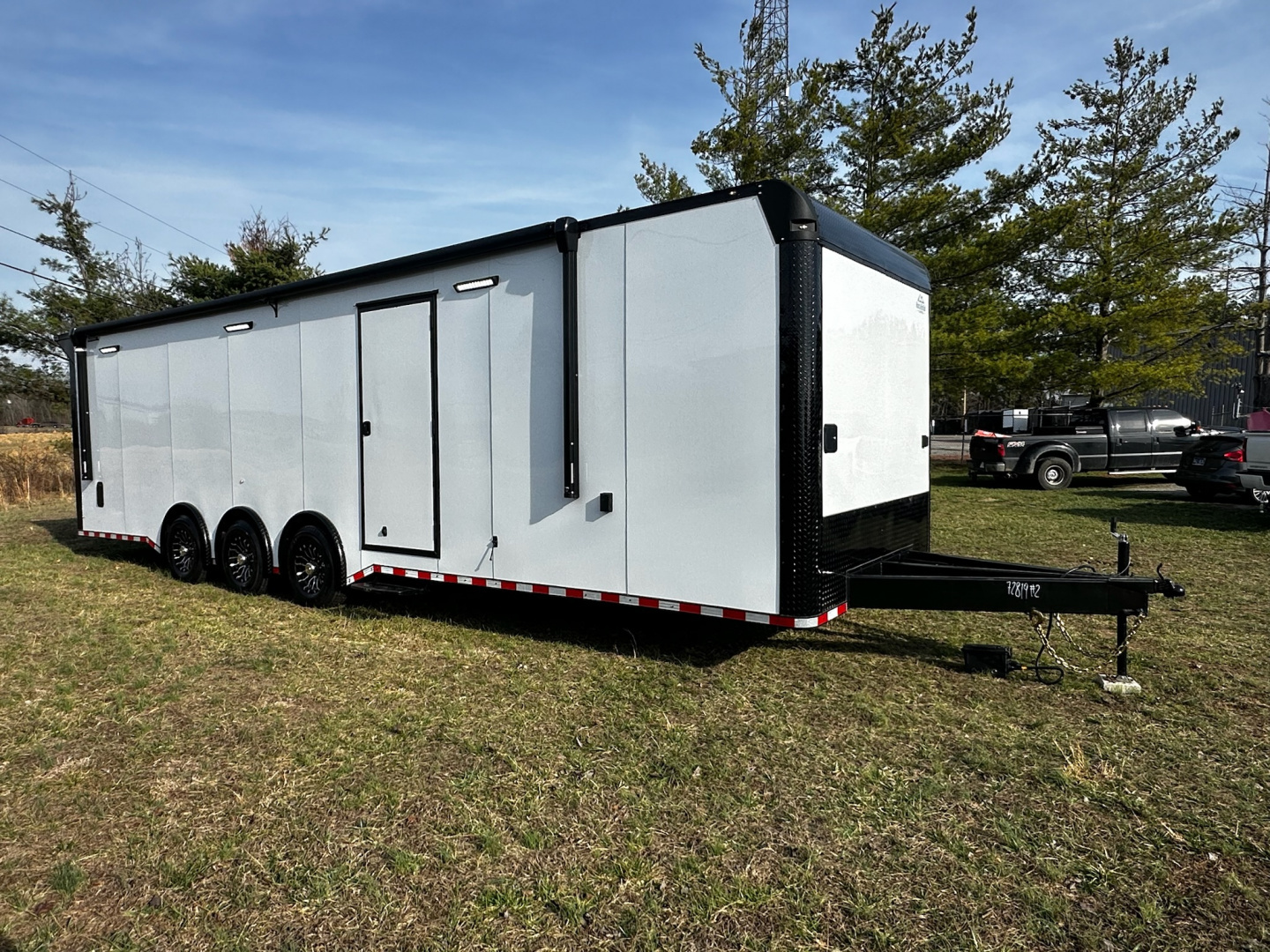 New 2026 Rock Solid Cargo 8.5x32 Bathroom/Race Trailer- Finished Interior-FLAT FRONT-7000LB Triple Torsion - 4X6 Escape Door - 25ft Awning