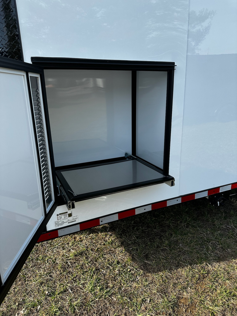 New 2026 Rock Solid Cargo 8.5x32 Bathroom/Race Trailer- Finished Interior-FLAT FRONT-7000LB Triple Torsion - 4X6 Escape Door - 25ft Awning