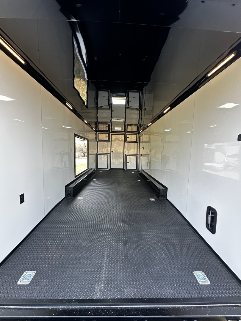New 2026 Rock Solid Cargo 8.5x32 Bathroom/Race Trailer- Finished Interior-FLAT FRONT-7000LB Triple Torsion - 4X6 Escape Door - 25ft Awning