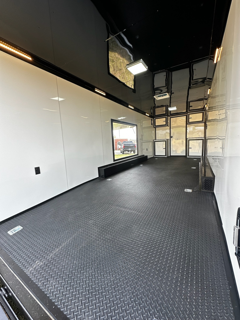 New 2026 Rock Solid Cargo 8.5x32 Bathroom/Race Trailer- Finished Interior-FLAT FRONT-7000LB Triple Torsion - 4X6 Escape Door - 25ft Awning