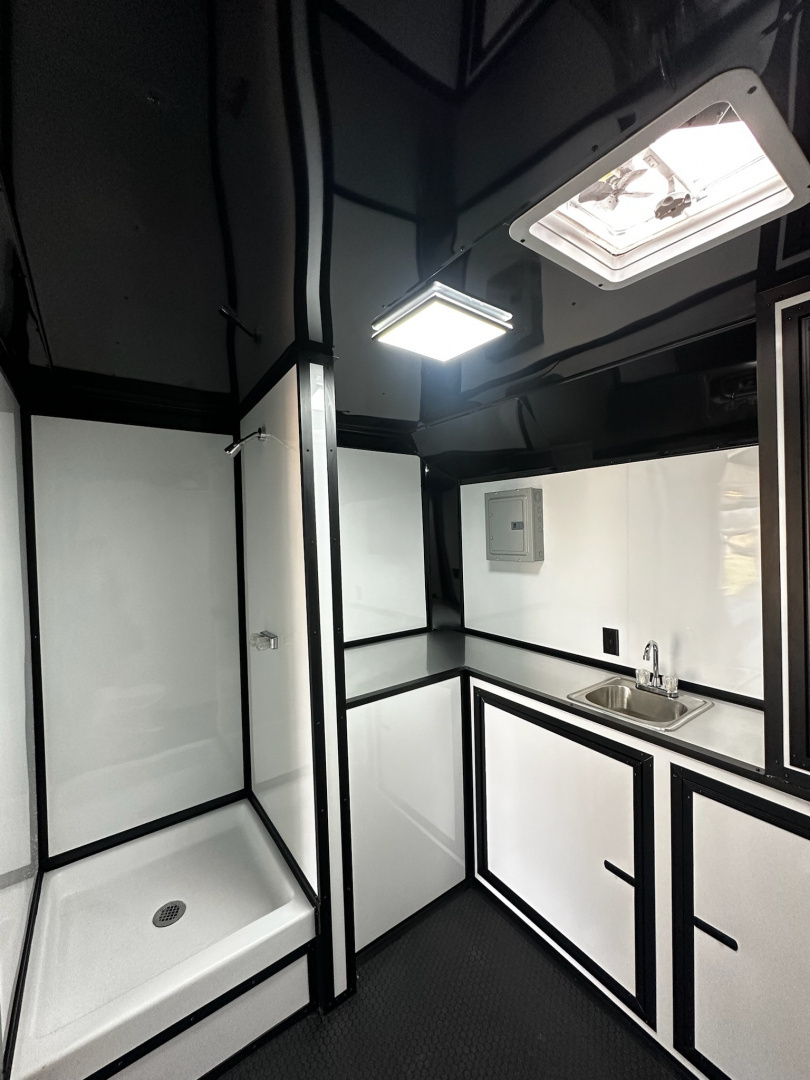 New 2026 Rock Solid Cargo 8.5x32 Bathroom/Race Trailer- Finished Interior-FLAT FRONT-7000LB Triple Torsion - 4X6 Escape Door - 25ft Awning