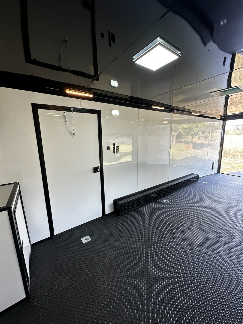 New 2026 Rock Solid Cargo 8.5x32 Bathroom/Race Trailer- Finished Interior-FLAT FRONT-7000LB Triple Torsion - 4X6 Escape Door - 25ft Awning