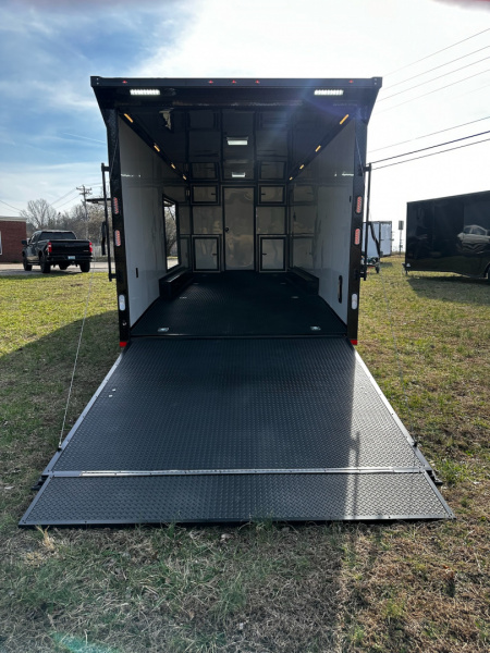 New 2026 Rock Solid Cargo 8.5x32 Bathroom/Race Trailer- Finished Interior-FLAT FRONT-7000LB Triple Torsion - 4X6 Escape Door - 25ft Awning