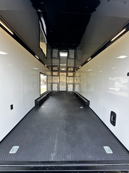 New 2026 Rock Solid Cargo 8.5x32 Bathroom/Race Trailer- Finished Interior-FLAT FRONT-7000LB Triple Torsion - 4X6 Escape Door - 25ft Awning