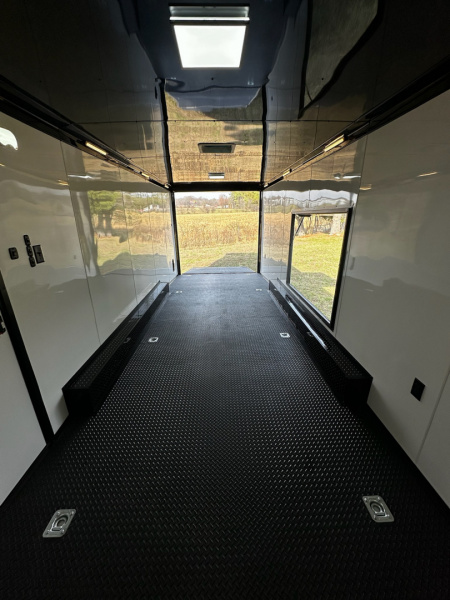 New 2026 Rock Solid Cargo 8.5x32 Bathroom/Race Trailer- Finished Interior-FLAT FRONT-7000LB Triple Torsion - 4X6 Escape Door - 25ft Awning