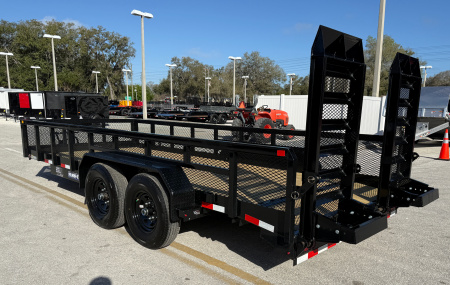 New 2026 Sure-Trac 7x18 (16+2) Tube Top Beavertail 14K Utility Trailer