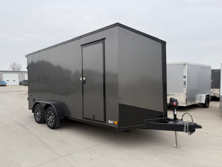 Used 2023 Formula Trailers Charcoal/Black Trim 7'x16' 7k Flat Top Slanted V-Nose Enclosed Cargo Trailer Cargo / Enclosed Trailer