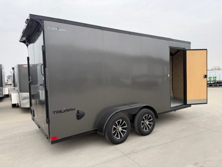 Used 2023 Formula Triumph Charcoal/Black Trim 7'x16' 7k Flat Top Slanted V-Nose Enclosed Cargo Trailer