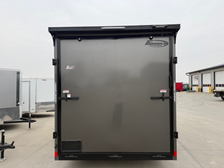 Used 2023 Formula Triumph Charcoal/Black Trim 7'x16' 7k Flat Top Slanted V-Nose Enclosed Cargo Trailer