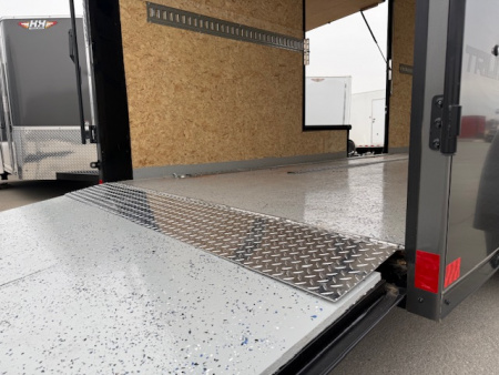 Used 2023 Formula Triumph Charcoal/Black Trim 7'x16' 7k Flat Top Slanted V-Nose Enclosed Cargo Trailer